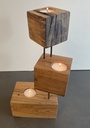 Bougeoir artisanal en bois récupéré – 3 étages